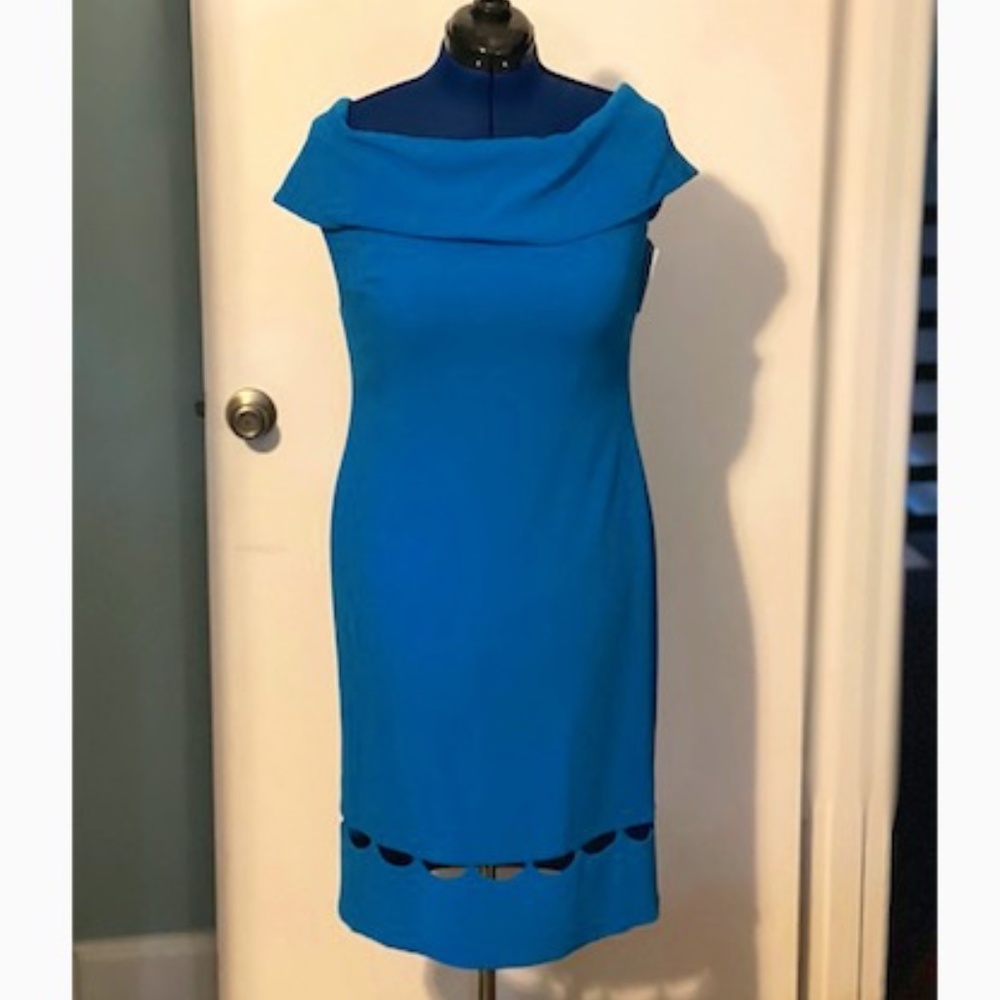 Shoshanna Off the Shoulder Cocktail Dress Cobalt Blue Size 12